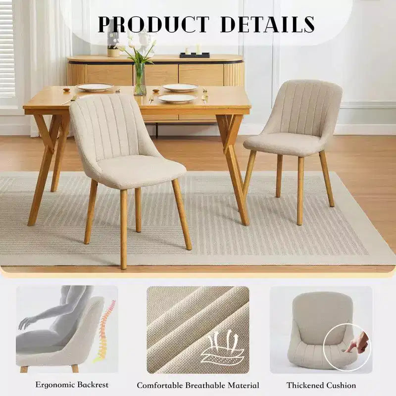 Set di 2 sedie da pranzo, sedie da cucina imbottite con schienale ergonomico, sedie da pranzo con gambe in rovere con capacità di 136 kg per sala da pranzo