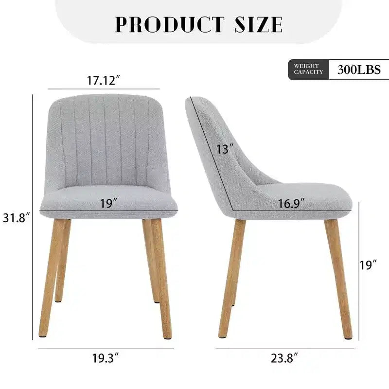 Set di 2 sedie da pranzo, sedie da cucina imbottite con schienale ergonomico, sedie da pranzo con gambe in rovere con capacità di 136 kg per sala da pranzo