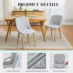 Set di 2 sedie da pranzo, sedie da cucina imbottite con schienale ergonomico, sedie da pranzo con gambe in rovere con capacità di 136 kg per sala da pranzo