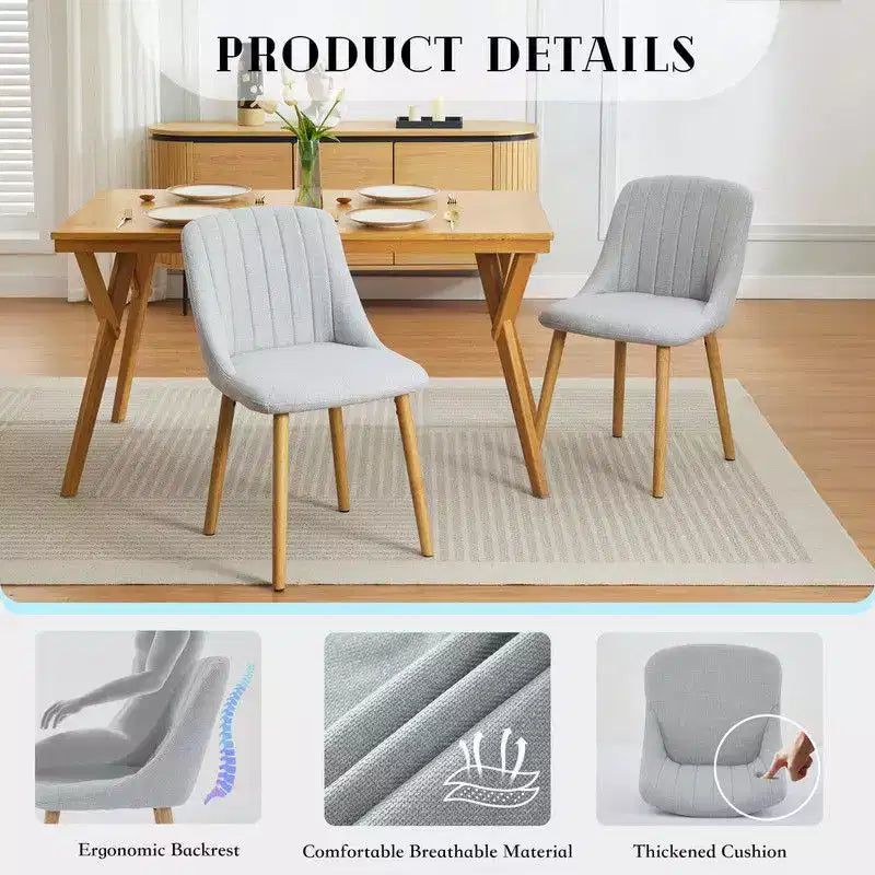 Set di 2 sedie da pranzo, sedie da cucina imbottite con schienale ergonomico, sedie da pranzo con gambe in rovere con capacità di 136 kg per sala da pranzo