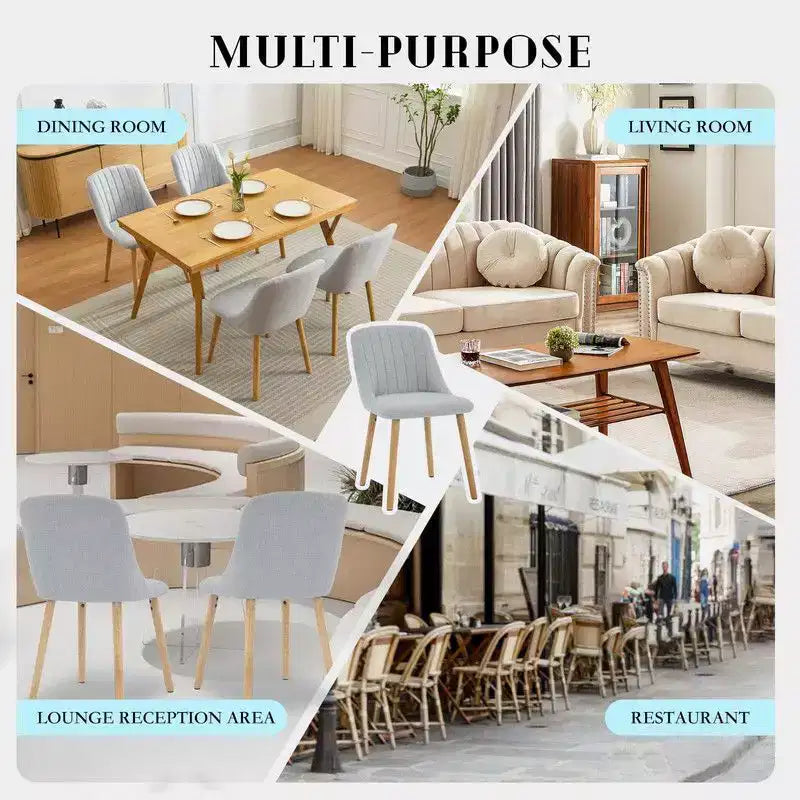 Set di 2 sedie da pranzo, sedie da cucina imbottite con schienale ergonomico, sedie da pranzo con gambe in rovere con capacità di 136 kg per sala da pranzo