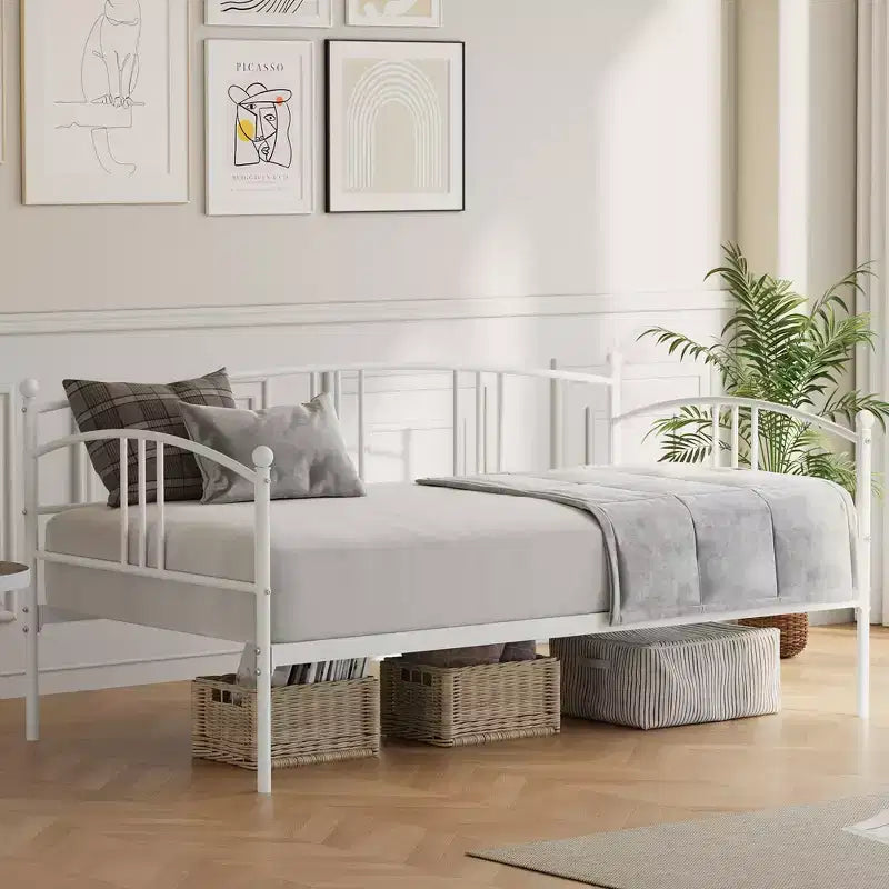 Divano letto a due posti in metallo con letto estraibile, struttura divano letto a due piazze con letto estraibile a scomparsa a 6 ruote, supporto a doghe in acciaio per ospiti, divano letto per soggiorno, camera da letto, appartamento