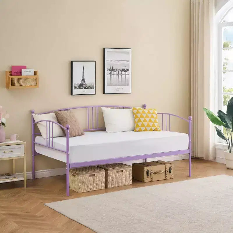 Divano letto a due posti in metallo con letto estraibile, struttura divano letto a due piazze con letto estraibile a scomparsa a 6 ruote, supporto a doghe in acciaio per ospiti, divano letto per soggiorno, camera da letto, appartamento