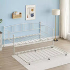 Divano letto a due posti in metallo con letto estraibile, struttura divano letto a due piazze con letto estraibile a scomparsa a 6 ruote, supporto a doghe in acciaio per ospiti, divano letto per soggiorno, camera da letto, appartamento