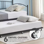 Divano letto a due posti in metallo con letto estraibile, struttura divano letto a due piazze con letto estraibile a scomparsa a 6 ruote, supporto a doghe in acciaio per ospiti, divano letto per soggiorno, camera da letto, appartamento