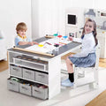 GustoWave 4 In 1 Kids Art Table and Chair Set,Toddler Craft Large Storage Desk with Portable Art Supply Organizer,Kids Activity and Study Table