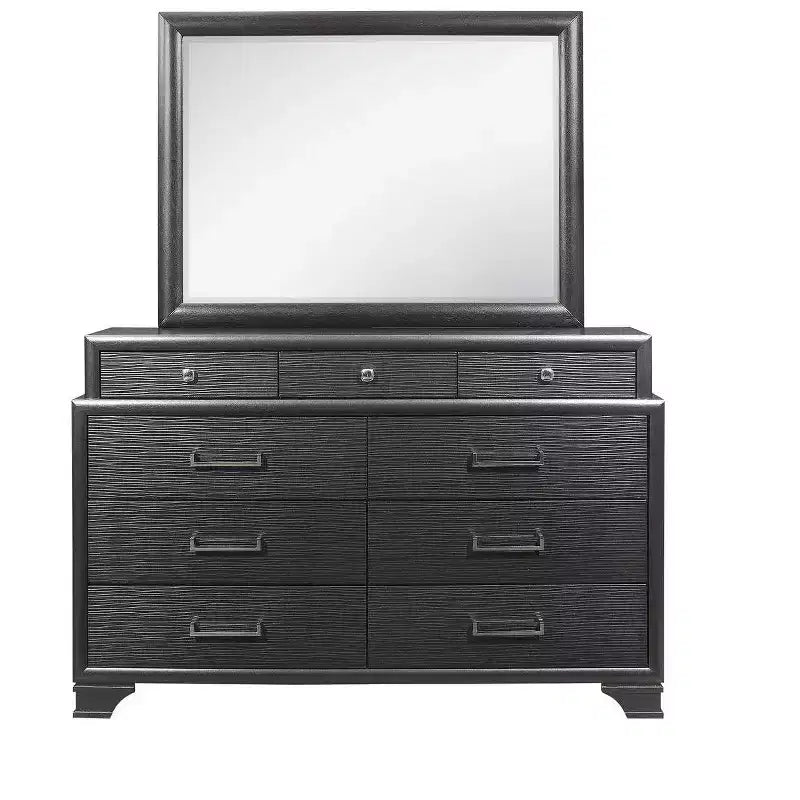 Specchio con cornice grigia dalle linee pulite, specchio da camera da letto contemporaneo con semplice bordo in legno