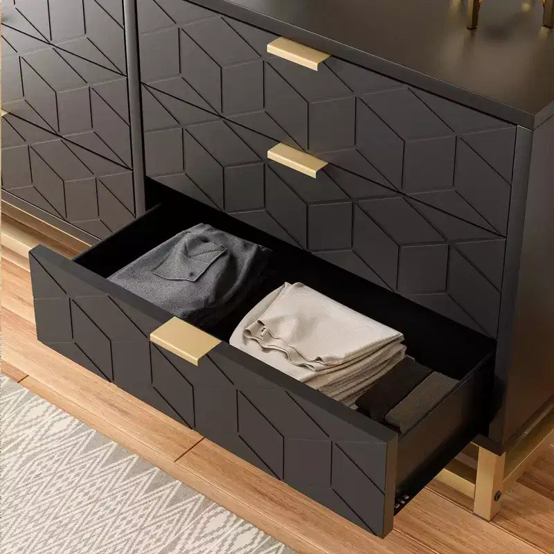Cassettiera Doppia a 6 Cassetti,Cassettiera Moderna per Camera da Letto con Maniglie Dorate,Cassettiera Grande per Ingresso,Corridoio