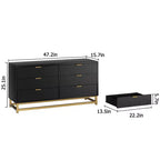 Cassettiera Doppia a 6 Cassetti,Cassettiera Moderna per Camera da Letto con Maniglie Dorate,Cassettiera Grande per Ingresso,Corridoio