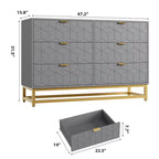 Cassettiera Doppia a 6 Cassetti,Cassettiera Moderna per Camera da Letto con Maniglie Dorate,Cassettiera Grande per Ingresso,Corridoio