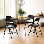 Set da 5 Pezzi Tavolo Pieghevole e Sedie, Tavolo Quadrato Portatile con 4 Sedie Imbottite, Set Salvaspazio per Sala da Pranzo o Gioco di Carte per Casa, Nero