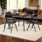 Set da 5 Pezzi Tavolo Pieghevole e Sedie, Tavolo Quadrato Portatile con 4 Sedie Imbottite, Set Salvaspazio per Sala da Pranzo o Gioco di Carte per Casa, Nero