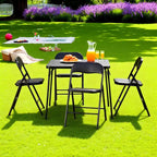 Set da 5 Pezzi Tavolo Pieghevole e Sedie, Tavolo Quadrato Portatile con 4 Sedie Imbottite, Set Salvaspazio per Sala da Pranzo o Gioco di Carte per Casa, Nero
