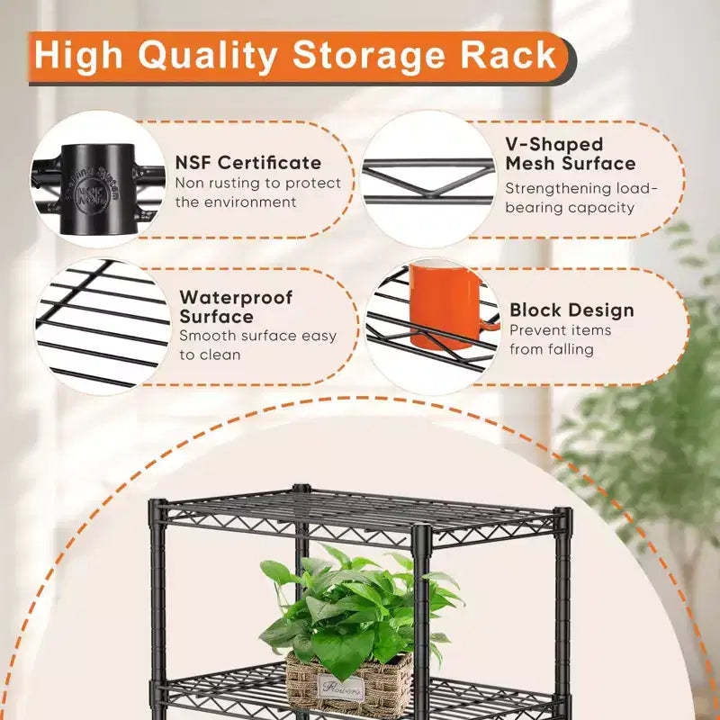 Scaffale portaoggetti in filo metallico regolabile a 3 ripiani, organizer per carichi pesanti per cucina, armadio, dispensa, garage, bagno, lavanderia