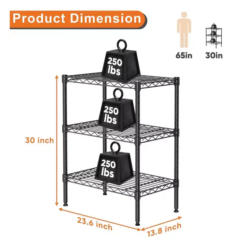Scaffale portaoggetti in filo metallico regolabile a 3 ripiani, organizer per carichi pesanti per cucina, armadio, dispensa, garage, bagno, lavanderia