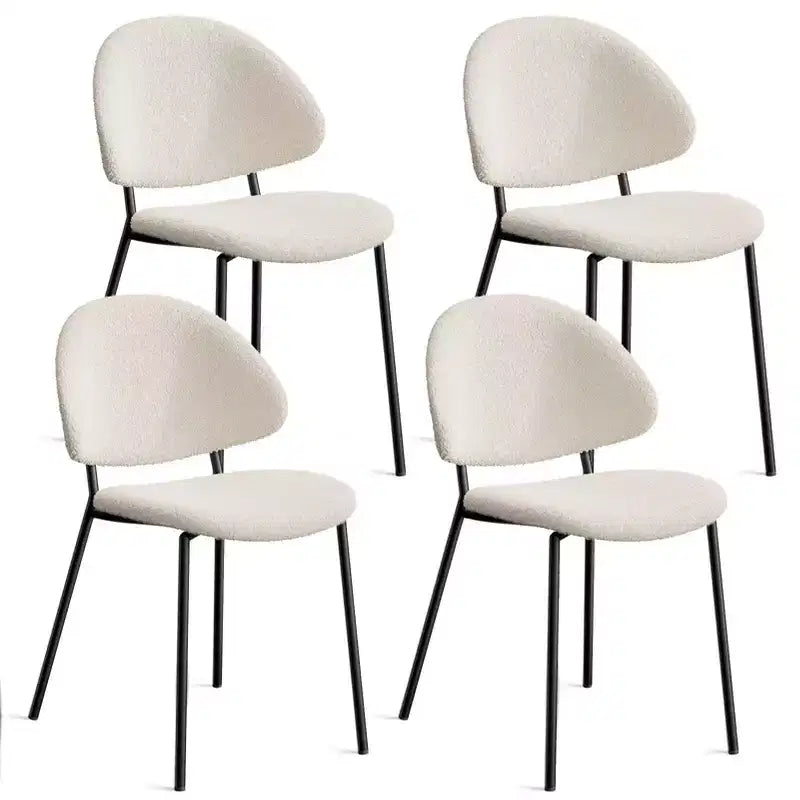 Okak Modern Armless Minimalist-Design Home Dining Chairs for Kitchen Dining Room,Boucle/PU Upholstered Seating Dining Chair Set of 4