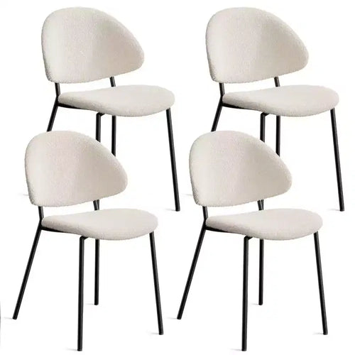 Okak Modern Armless Minimalist-Design Home Dining Chairs for Kitchen Dining Room,Boucle/PU Upholstered Seating Dining Chair Set of 4