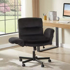 Sedia incrociata con braccioli e ruote, Sedia ergonomica da ufficio con gambe incrociate, Sedia da scrivania per ufficio e postazione trucco