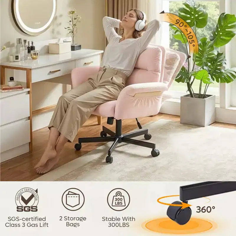 Sedia incrociata con braccioli e ruote, Sedia ergonomica da ufficio con gambe incrociate, Sedia da scrivania per ufficio e postazione trucco