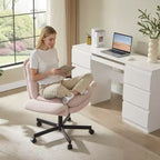 Sedia incrociata con braccioli e ruote, Sedia ergonomica da ufficio con gambe incrociate, Sedia da scrivania per ufficio e postazione trucco
