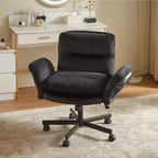 Bestier Criss Cross Chair with Armrests & Wheels, Ergonomic Cross Legged Office Chair Computer Task Chair, Desk Chair for Home Office & Vanity
