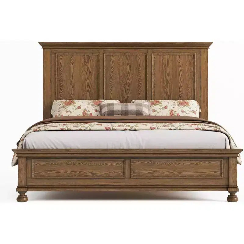 Struttura letto a piattaforma, legno massello con testiera da 65,2", doghe robuste, nessun boxspring richiesto, facile da montare