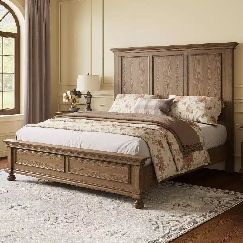 Struttura letto a piattaforma, legno massello con testiera da 65,2", doghe robuste, nessun boxspring richiesto, facile da montare