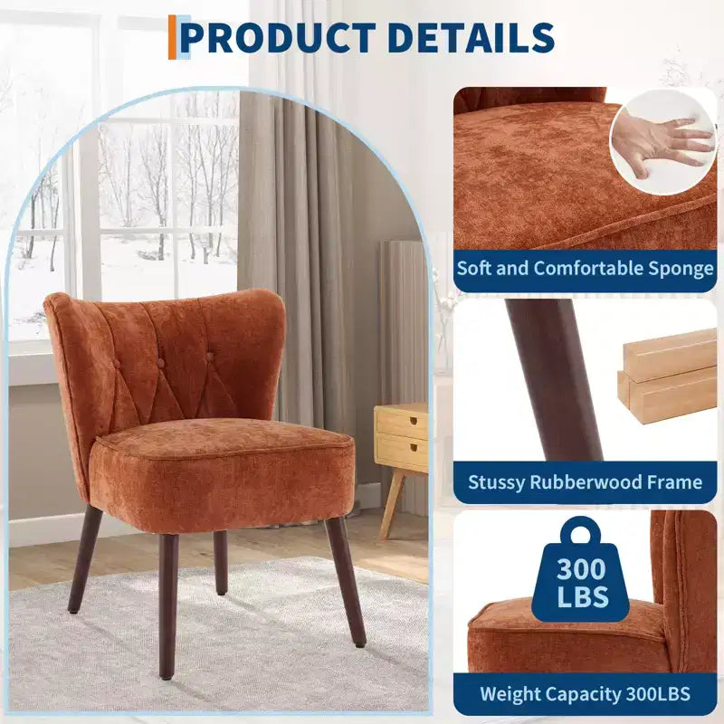 Poltrona accent moderna con schienale alto, poltrona singola in tessuto imbottito con seduta lounge e gambe in legno per soggiorno, ufficio, camera da letto 1 pz