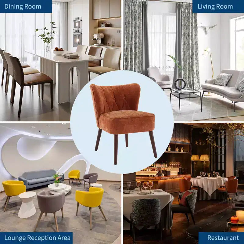 Poltrona accent moderna con schienale alto, poltrona singola in tessuto imbottito con seduta lounge e gambe in legno per soggiorno, ufficio, camera da letto 1 pz