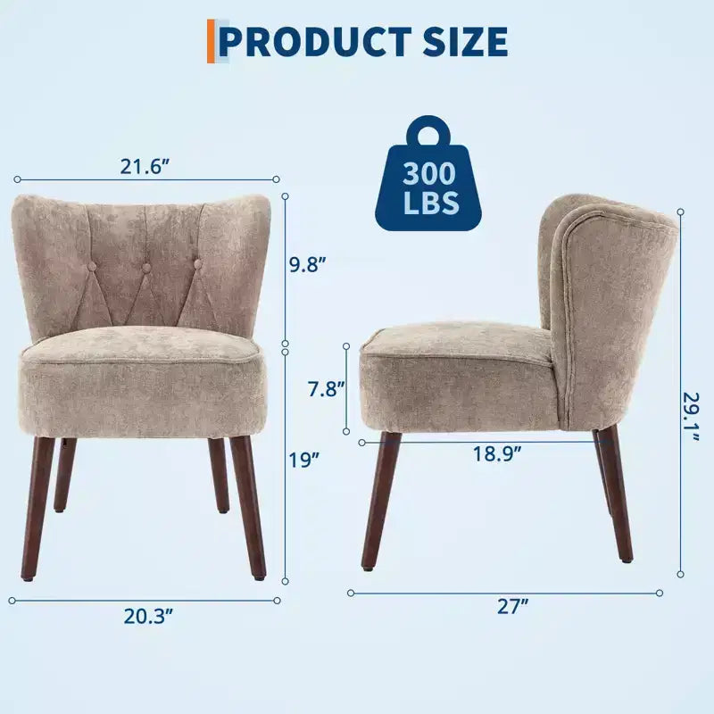 Poltrona accent moderna con schienale alto, poltrona singola in tessuto imbottito con seduta lounge e gambe in legno per soggiorno, ufficio, camera da letto 1 pz