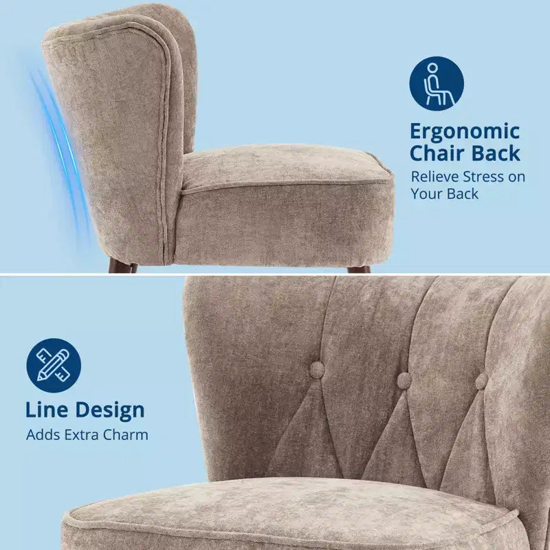Poltrona accent moderna con schienale alto, poltrona singola in tessuto imbottito con seduta lounge e gambe in legno per soggiorno, ufficio, camera da letto 1 pz