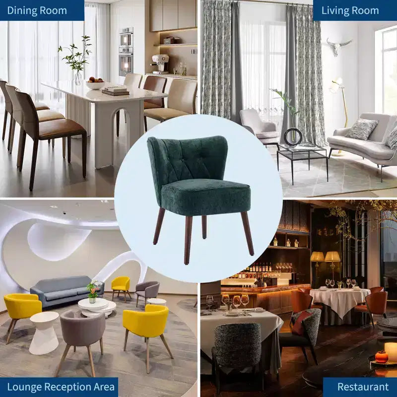 Poltrona accent moderna con schienale alto, poltrona singola in tessuto imbottito con seduta lounge e gambe in legno per soggiorno, ufficio, camera da letto 1 pz