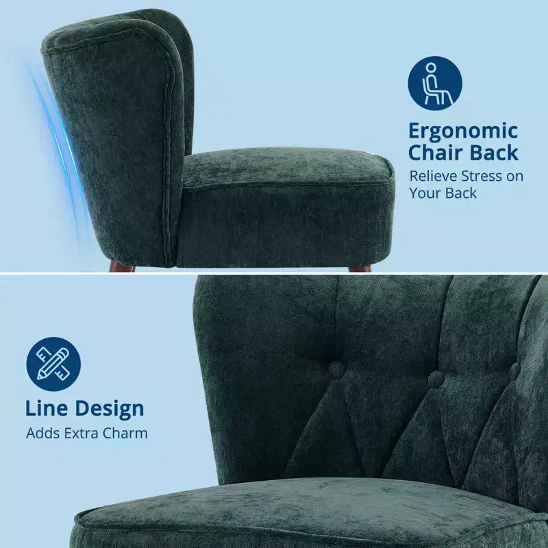 Poltrona accent moderna con schienale alto, poltrona singola in tessuto imbottito con seduta lounge e gambe in legno per soggiorno, ufficio, camera da letto 1 pz