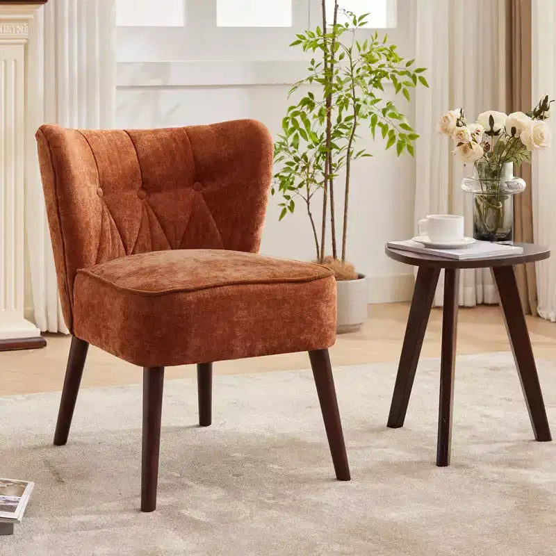 Poltrona accent moderna con schienale alto, poltrona singola in tessuto imbottito con seduta lounge e gambe in legno per soggiorno, ufficio, camera da letto 1 pz