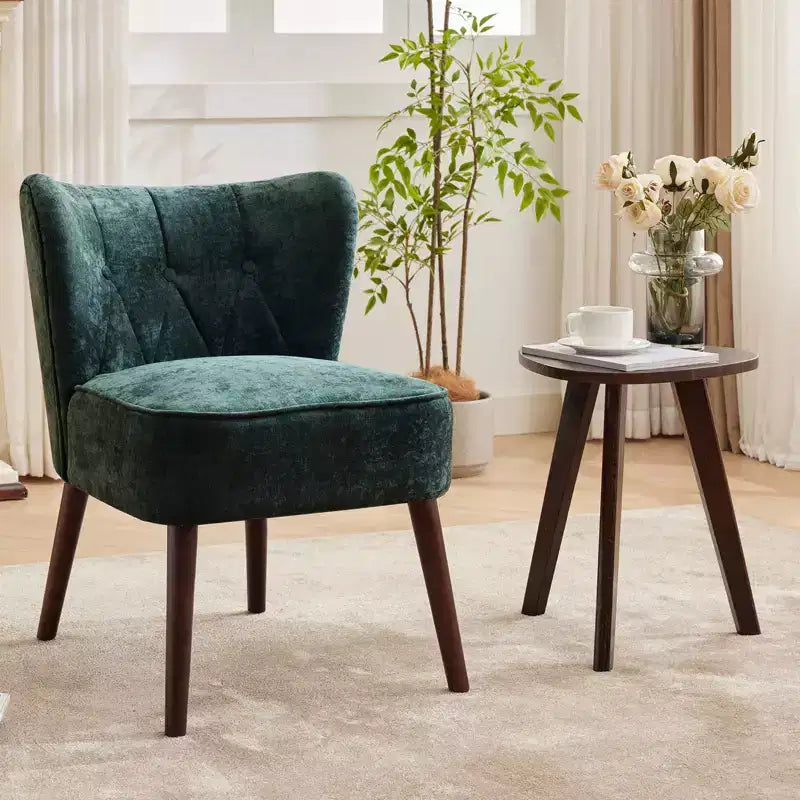 Poltrona accent moderna con schienale alto, poltrona singola in tessuto imbottito con seduta lounge e gambe in legno per soggiorno, ufficio, camera da letto 1 pz