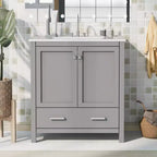 Mobile lavabo da bagno da 76 cm con lavello singolo, mobiletto combinato con lavello sottopiano, mobiletto da bagno con 2 ante e un cassetto, chiusura ammortizzata