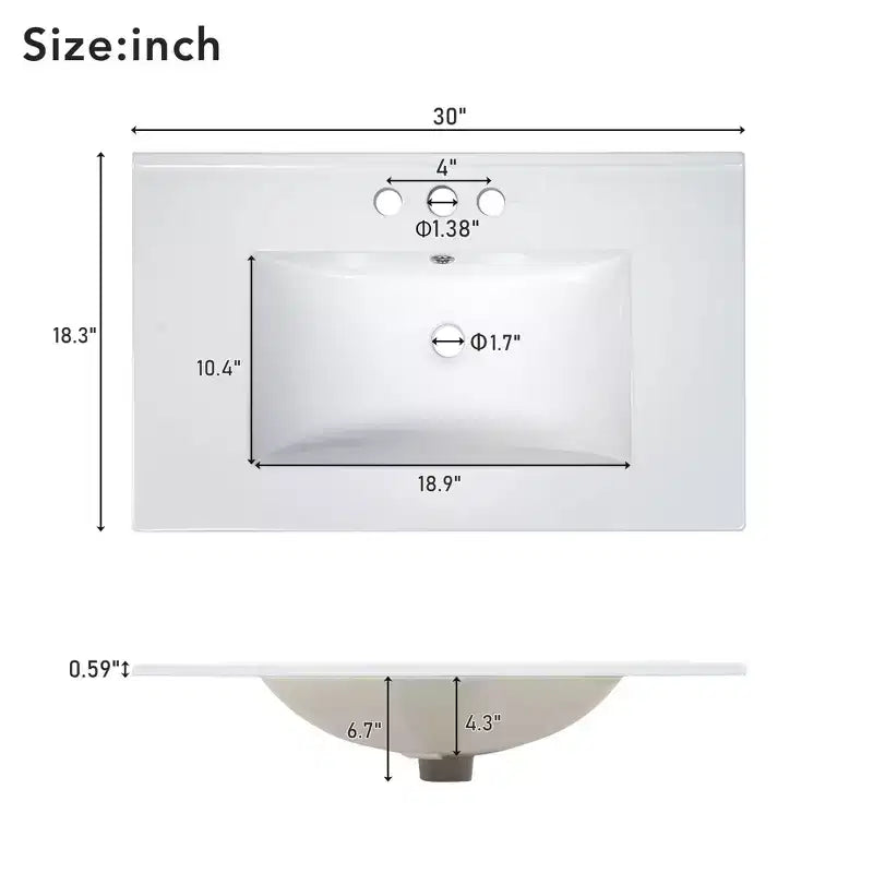 Mobile lavabo da bagno da 76 cm con lavello singolo, mobiletto combinato con lavello sottopiano, mobiletto da bagno con 2 ante e un cassetto, chiusura ammortizzata