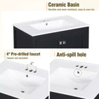 Mobile lavabo da bagno da 76 cm con lavello singolo, mobiletto combinato con lavello sottopiano, mobiletto da bagno con 2 ante e un cassetto, chiusura ammortizzata