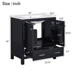 Mobile lavabo da bagno da 76 cm con lavello singolo, mobiletto combinato con lavello sottopiano, mobiletto da bagno con 2 ante e un cassetto, chiusura ammortizzata
