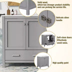 Mobile lavabo da bagno da 76 cm con lavello singolo, mobiletto combinato con lavello sottopiano, mobiletto da bagno con 2 ante e un cassetto, chiusura ammortizzata