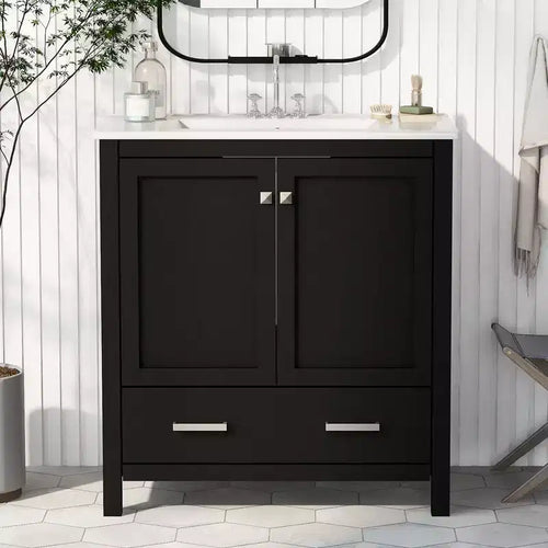 30 Bathroom Vanity with Single Sink, Combo Cabinet Undermount Sink, Bathroom Storage Cabinet with 2 Doors and a Drawer, Soft Closing