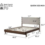 Struttura Letto Matrimoniale/King con 2 Comodini, Letto a Piattaforma in Legno con Testiera e Comodini Corrispondenti