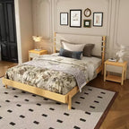 Struttura Letto Matrimoniale/King con 2 Comodini, Letto a Piattaforma in Legno con Testiera e Comodini Corrispondenti