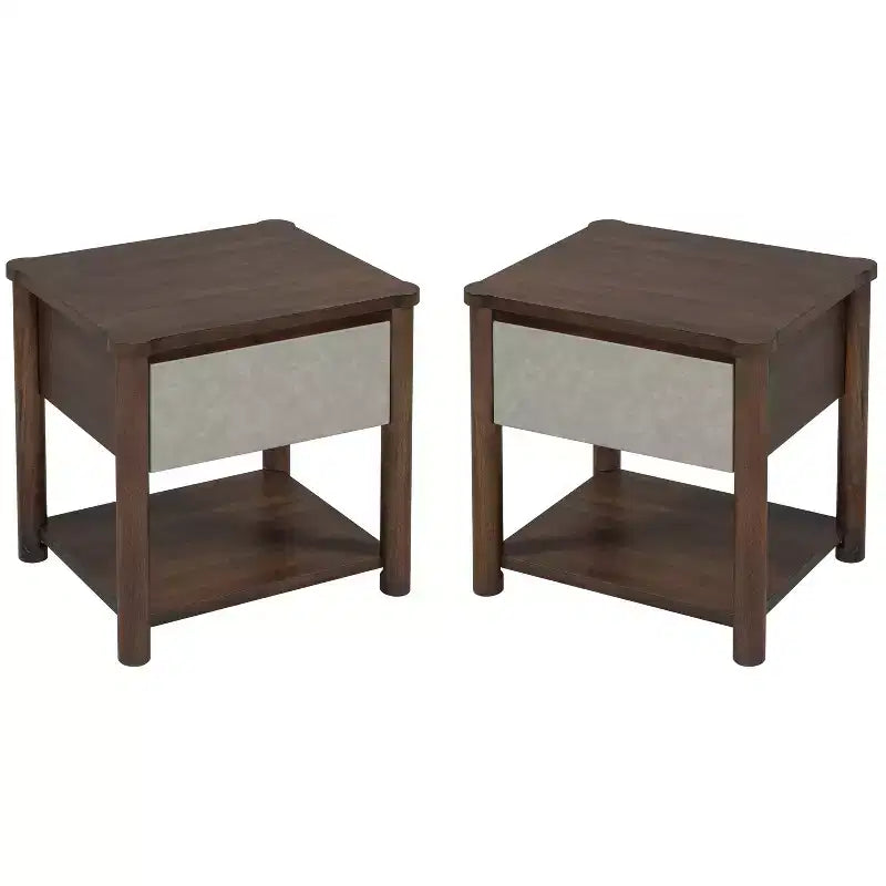 Struttura Letto Matrimoniale/King con 2 Comodini, Letto a Piattaforma in Legno con Testiera e Comodini Corrispondenti