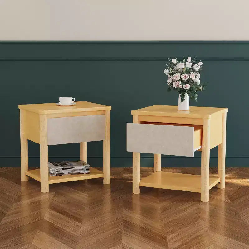 Struttura Letto Matrimoniale/King con 2 Comodini, Letto a Piattaforma in Legno con Testiera e Comodini Corrispondenti