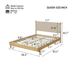 Struttura Letto Matrimoniale/King con 2 Comodini, Letto a Piattaforma in Legno con Testiera e Comodini Corrispondenti