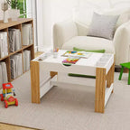 Tavolo da gioco 2 in 1 per bambini con 7 scomparti portaoggetti, compatibile con mattoncini LEGO - Bianco e Verde
