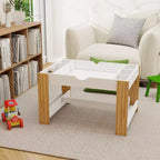 Tavolo da gioco 2 in 1 per bambini con 7 scomparti portaoggetti, compatibile con mattoncini LEGO - Bianco e Verde