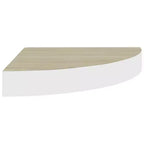 Set di 2 mensole angolari da parete in MDF a nido d'ape color quercia e bianco, metallo
