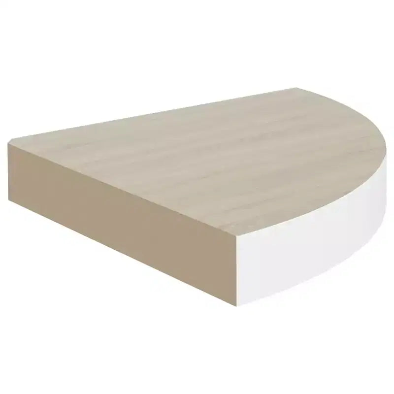 Set di 2 mensole angolari da parete in MDF a nido d'ape color quercia e bianco, metallo